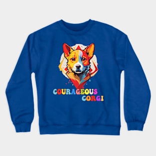 Colorful Courageous Corgi Puppy Design Crewneck Sweatshirt